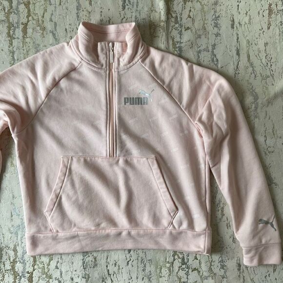Puma Crop baby pink 1/4 zip sweatshirt - Picture 2 of 12